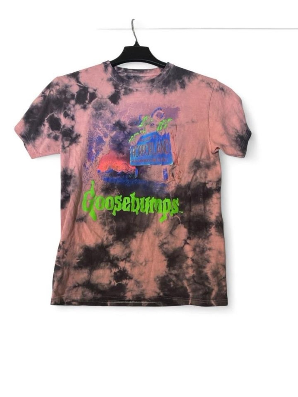 Goosebumps Pink & Black Tie-Dye Short Sleeve Graphic Tee